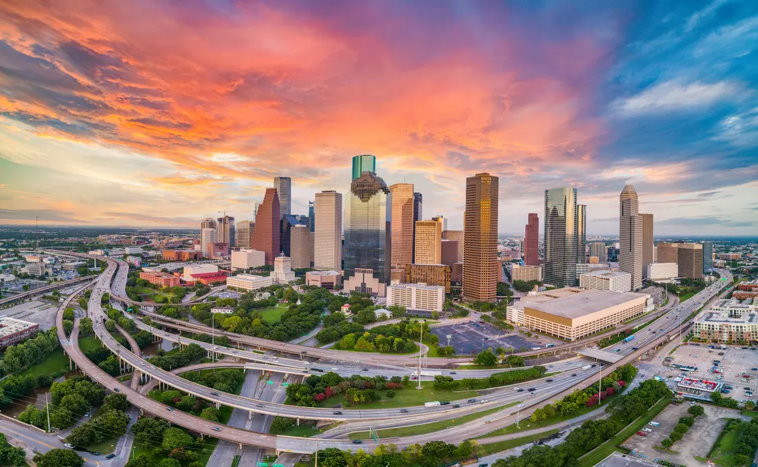 Houston tx city arial shot